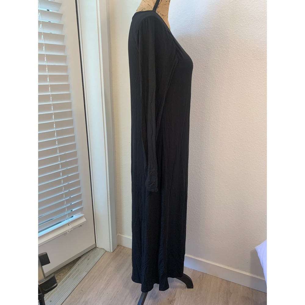 (E-127) Modern Soul Black Maxi Dress Built In Bra Long Sleeve Women M New - Picture 5 of 11